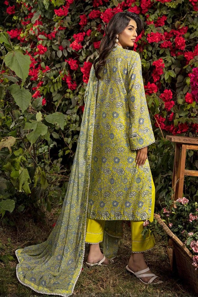 Gul Ahmed 3PC Printed Lawn Unstitched Suit with Chiffon Dupatta - BM-42003
