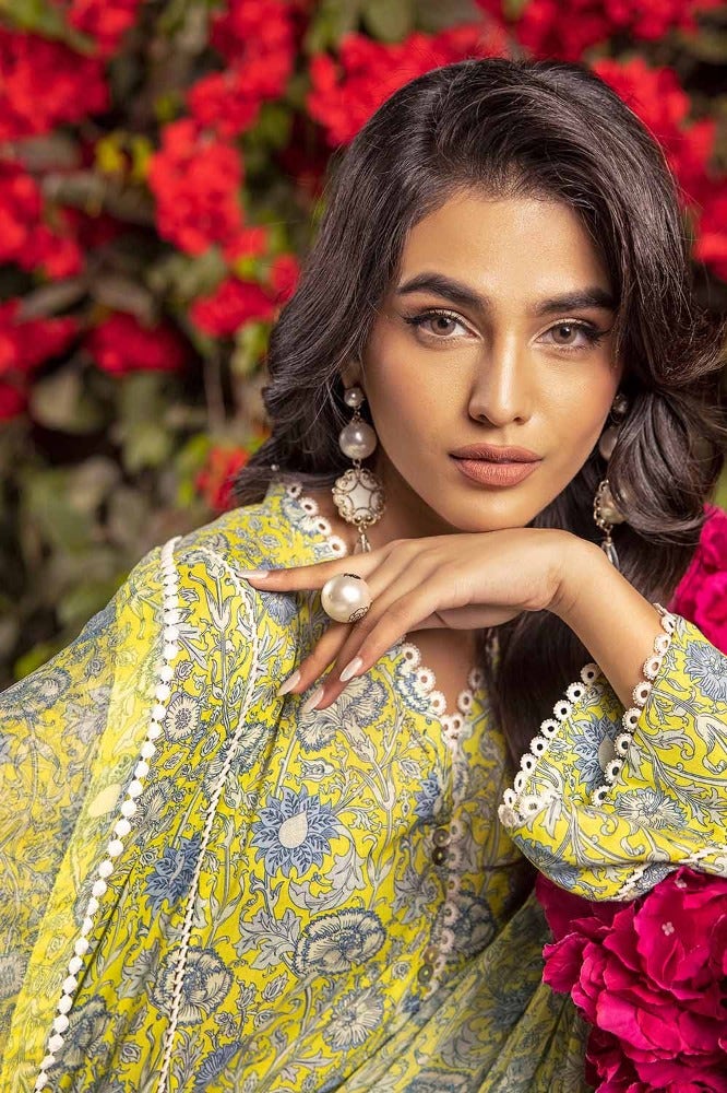 Gul Ahmed 3PC Printed Lawn Unstitched Suit with Chiffon Dupatta - BM-42003