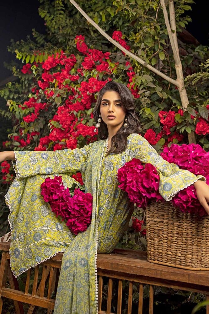 Gul Ahmed 3PC Printed Lawn Unstitched Suit with Chiffon Dupatta - BM-42003