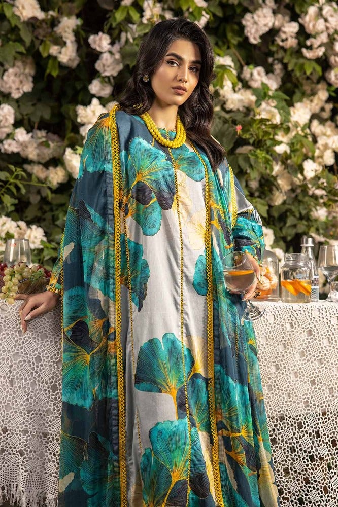 Gul Ahmed 3PC Printed Lawn Unstitched Suit with Chiffon Dupatta - BM-42010