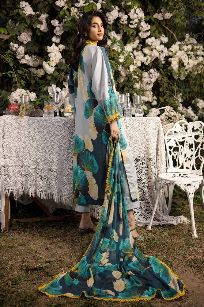 Gul Ahmed 3PC Printed Lawn Unstitched Suit with Chiffon Dupatta - BM-42010