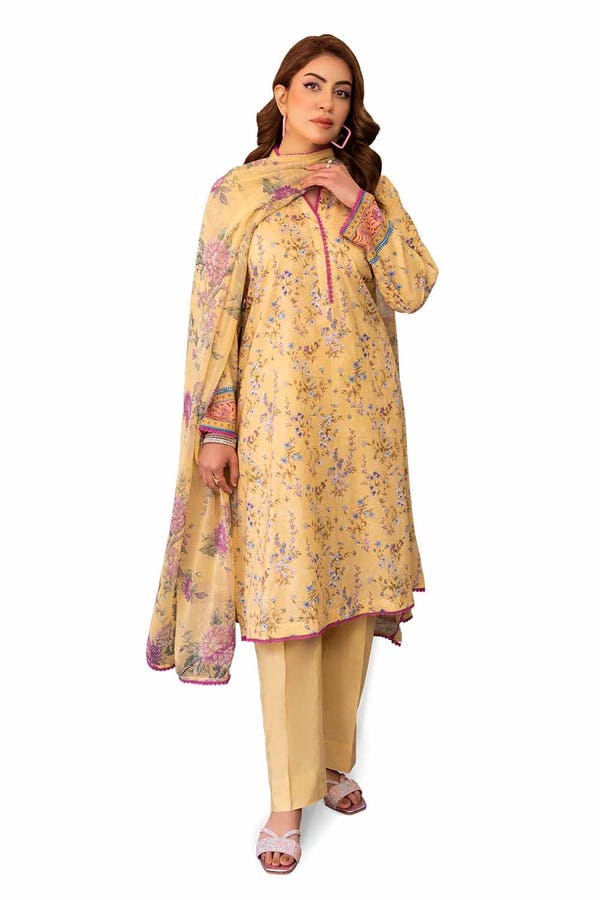 Gul Ahmed 3PC Unstitched Printed Lawn Suit with Chiffon Dupatta BM-42022