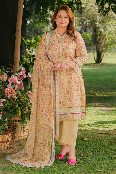 Gul Ahmed 3 Piece Unstitched Embroidered Printed Lawn Suit with Embroidered Printed Chiffon Dupatta BM-52008