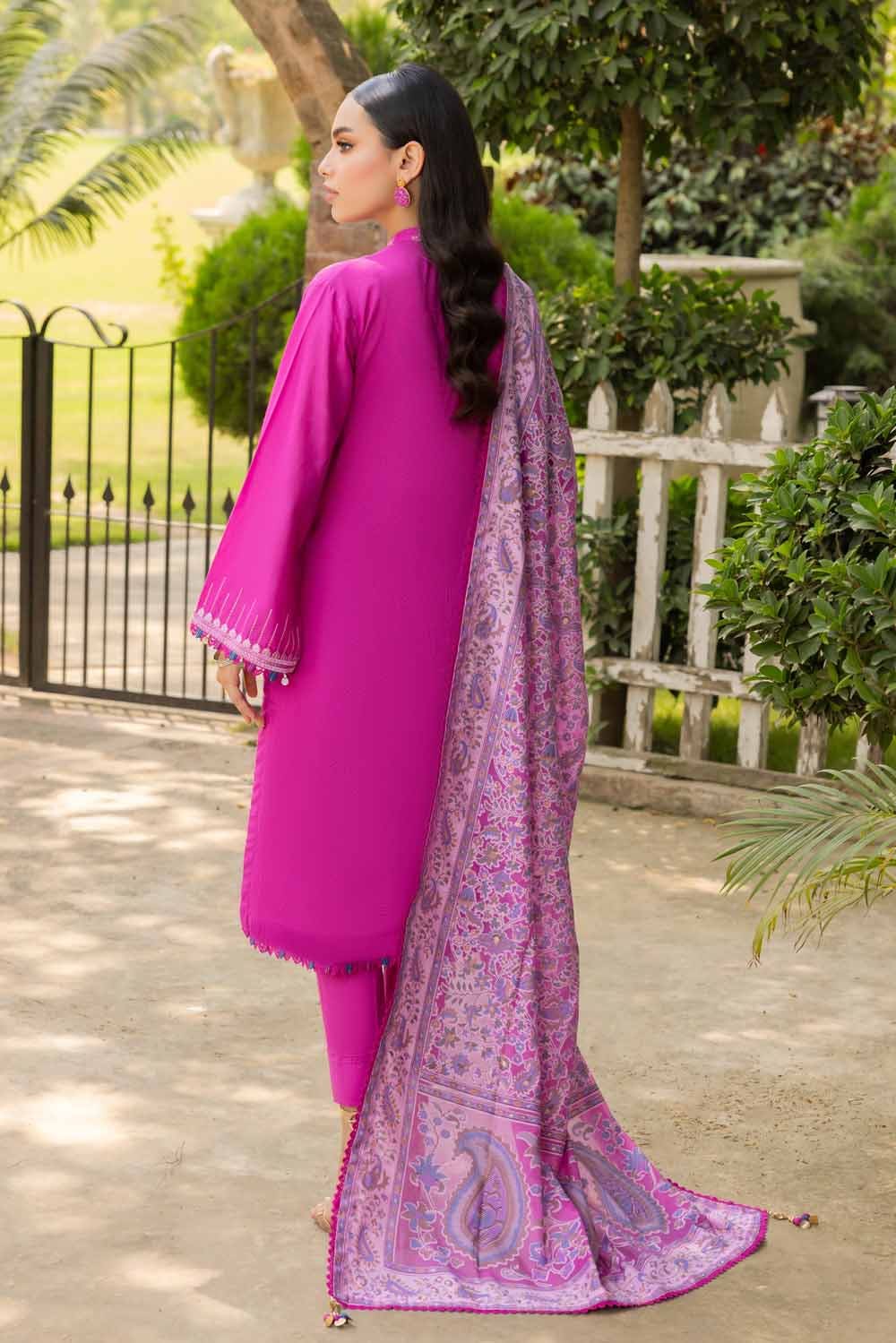 Gul Ahmed 3PC Embroidered Cambric Unstitched Suit with Printed Burnout Dupatta BN-32002