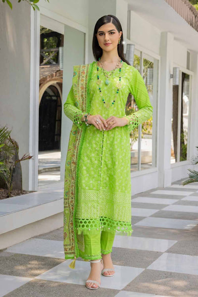 Gul Ahmed 3PC Embroidered Cambric Unstitched Suit with Printed Burnout Dupatta BN-32003