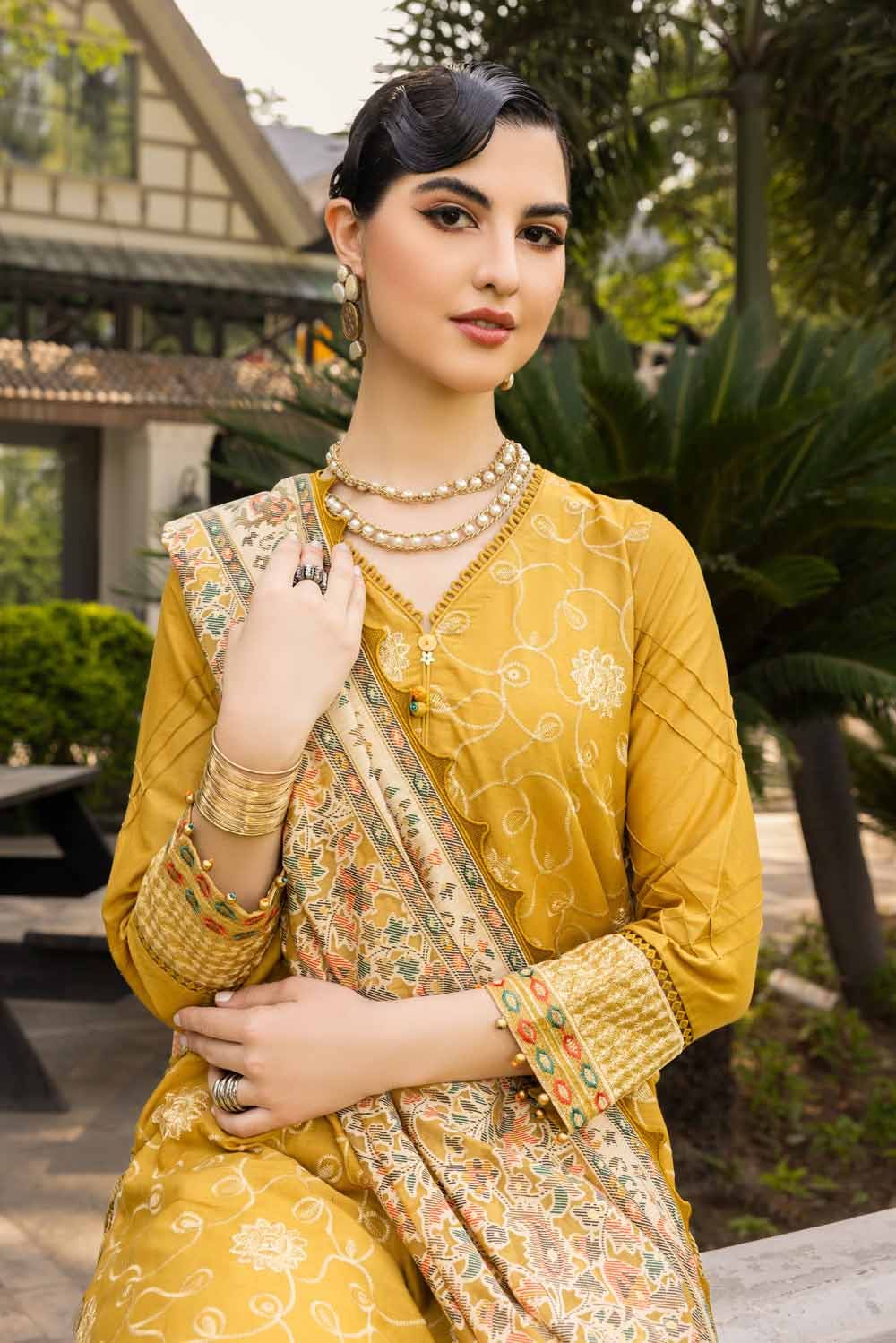 Gul Ahmed 3PC Embroidered Cambric Unstitched Suit with Printed Burnout Dupatta BN-32006