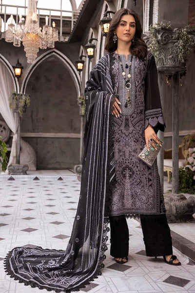 Gul Ahmed 3PC Embroidered Printed Lawn Unstitched Suit with Burnout Tissue Silk Dupatta - BN-42002