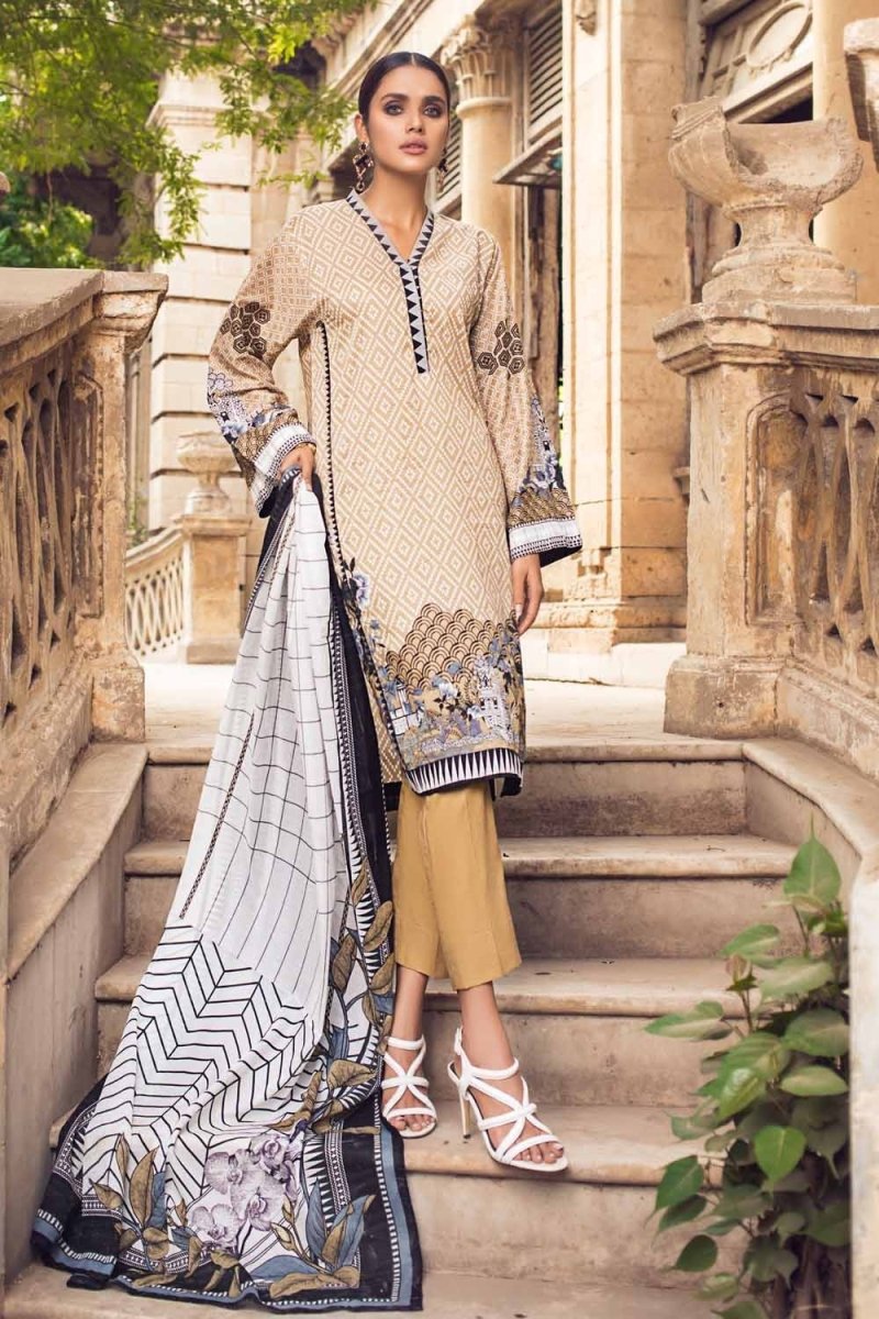 Gul Ahmed 2PC Unstitched Printed Lawn Shirt With Lawn Dupatta BT-12003