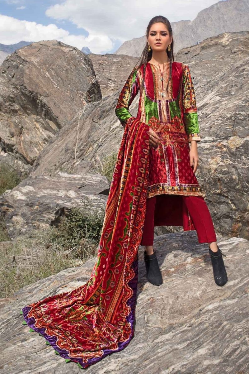 Gul Ahmed 3PC Unstitched Velvet Suit With Velvet Dupatta BVL-12010 B