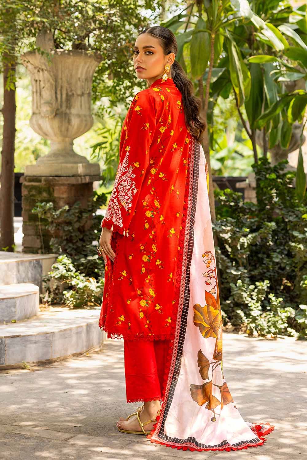 Gul Ahmed 3PC Embroidered Cambric Unstitched Suit with Digital Printed Lawn Dupatta CBE-32007