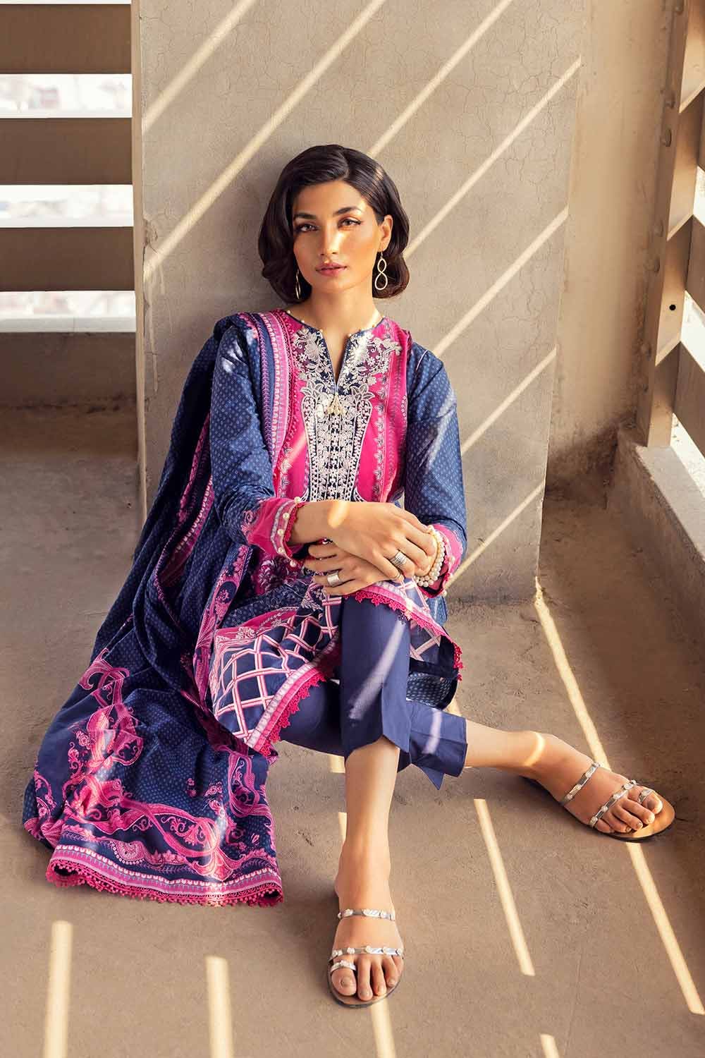 Gul Ahmed 3PC Embroidered Cambric Unstitched Suit with Digital Printed Lawn Dupatta CBE-32012