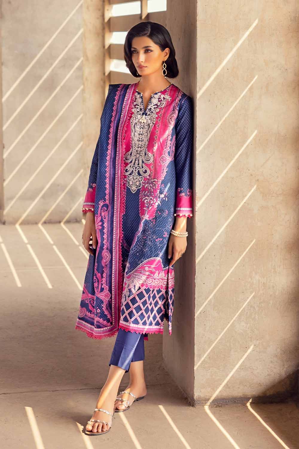 Gul Ahmed 3PC Embroidered Cambric Unstitched Suit with Digital Printed Lawn Dupatta CBE-32012