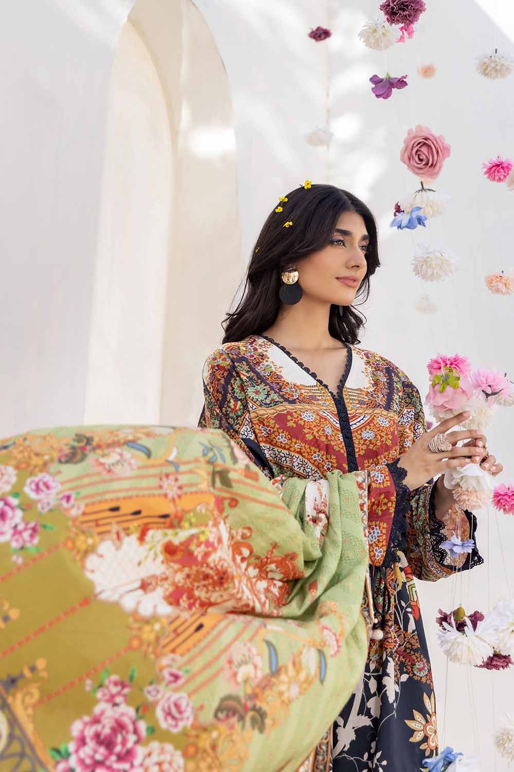 Gul Ahmed 3PC Printed Cambric Unstitched Suit with Lawn Dupatta CBN-32016