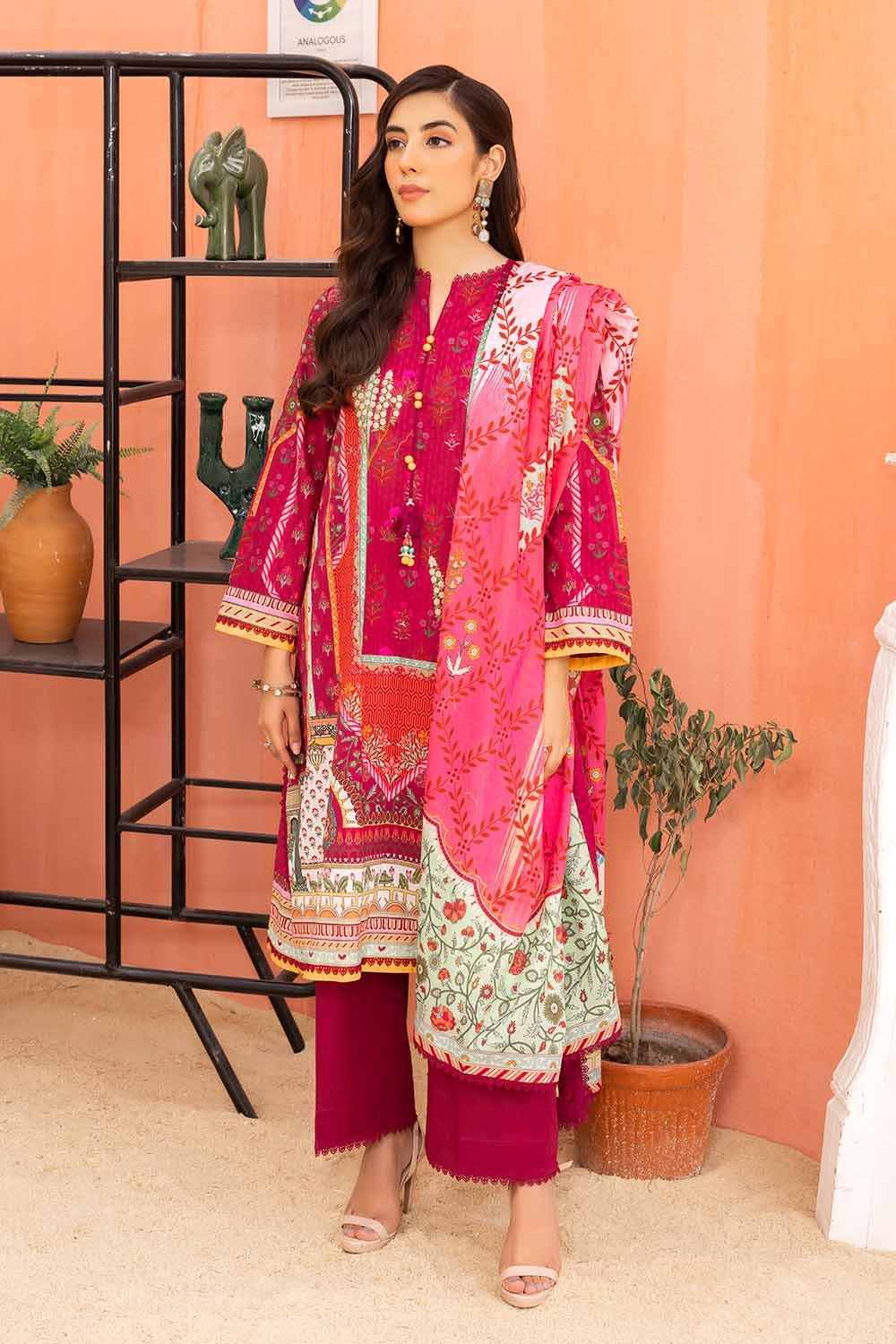 Gul Ahmed 3PC Printed Cambric Unstitched Suit with Lawn Dupatta CBN-32024