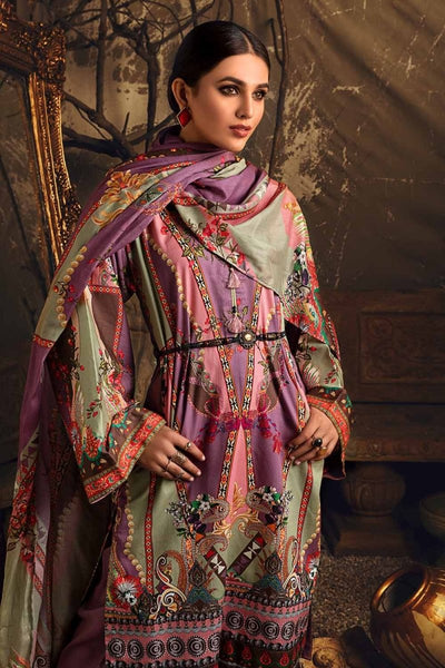 Gul Ahmed 3PC Unstitched Digital Printed Corduroy Suit with Cotton Net Dupatta CD-12012 B