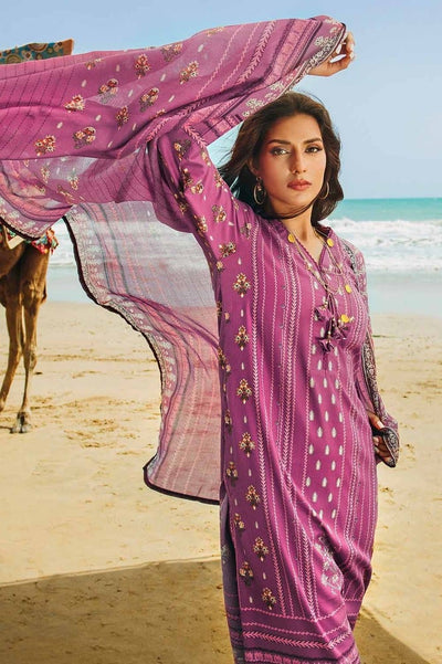 Gul Ahmed 3PC Printed Corduroy Unstitched Suit with Cotton Net Dupatta CD-32001 A