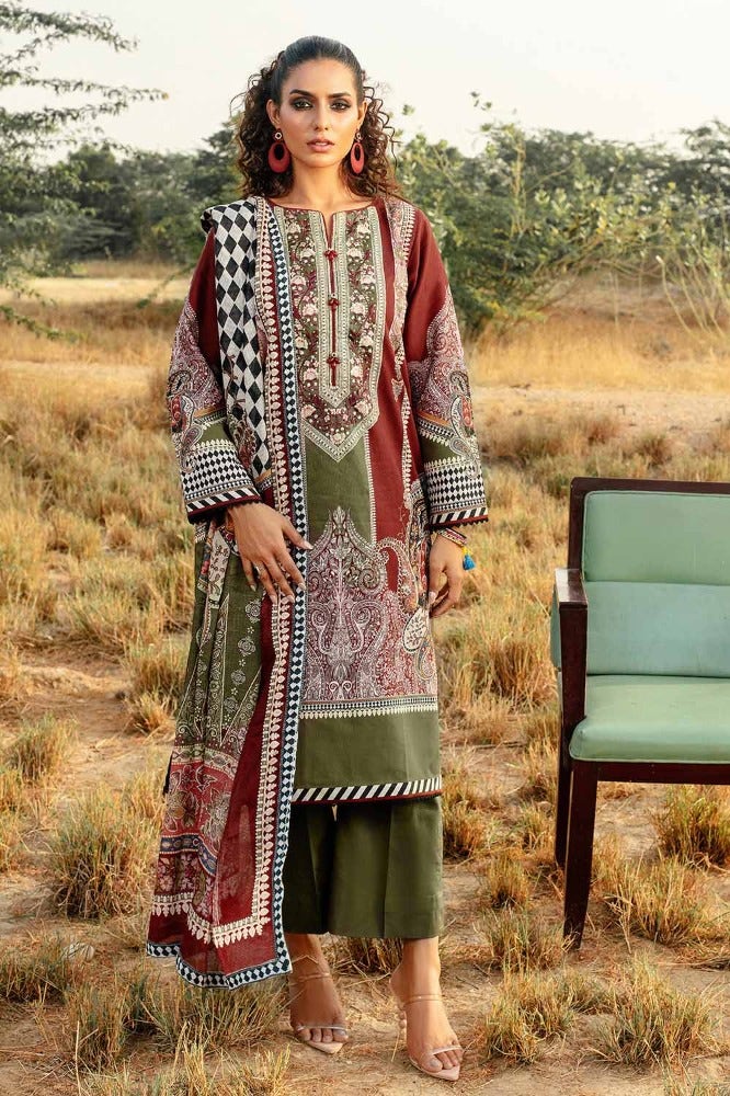 Gul Ahmed 3PC Digital Printed Corduroy Unstitched Suit with Digital Printed Cotton Net Dupatta CD-32002