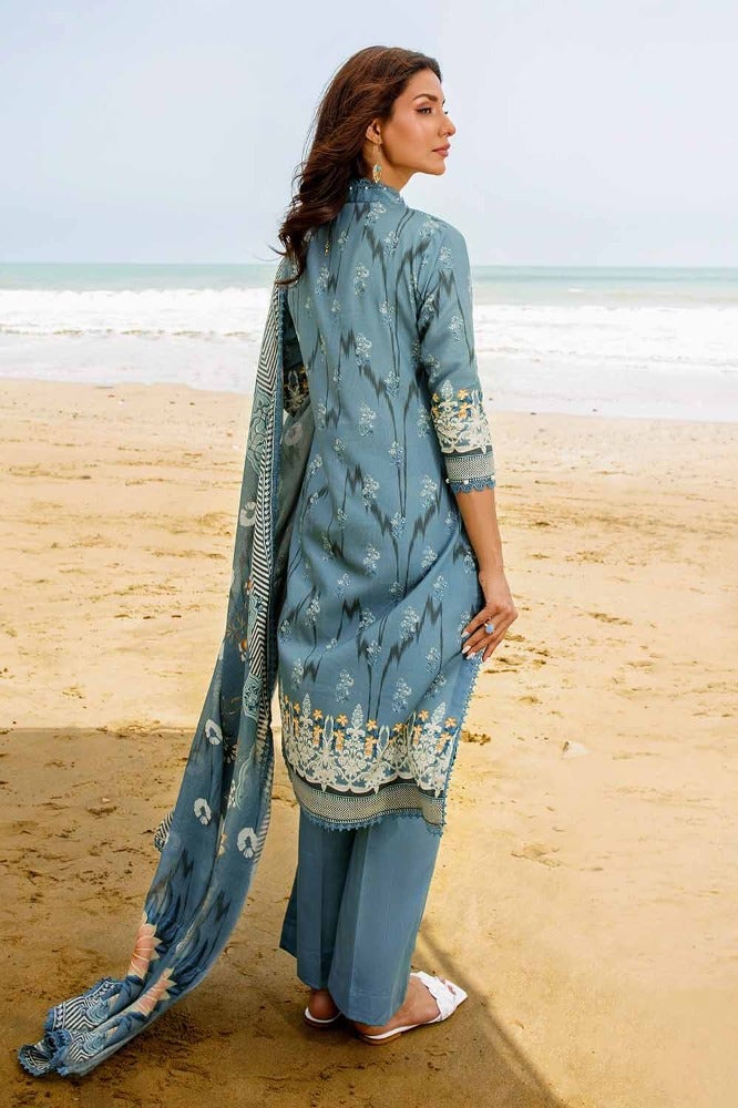 Gul Ahmed 3PC Digital Printed Corduroy Unstitched Suit with Cotton Net Dupatta CD-32007