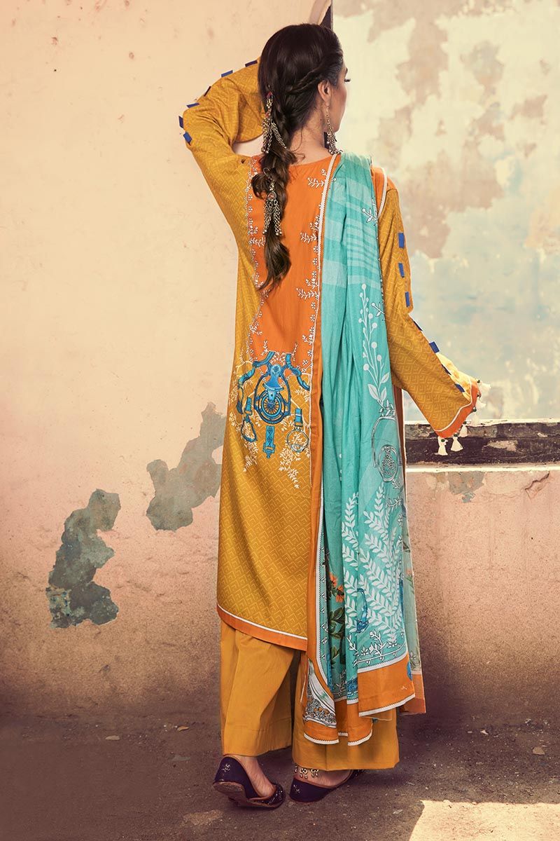 Gul Ahmed 3 PC Unstitched Corduroy suit With Cotton Net Dupatta CD-38