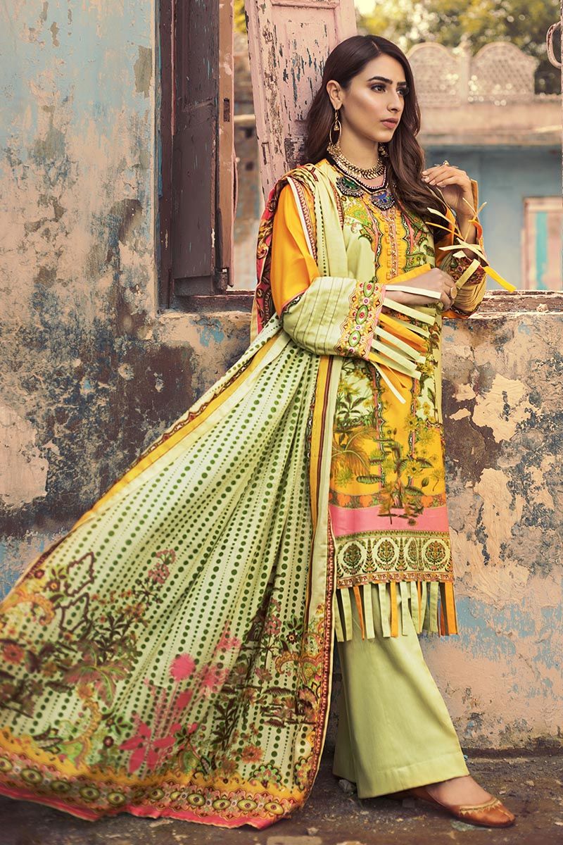 Gul Ahmed 3 PC Unstitched Corduroy suit With Cotton Net Dupatta CD-39