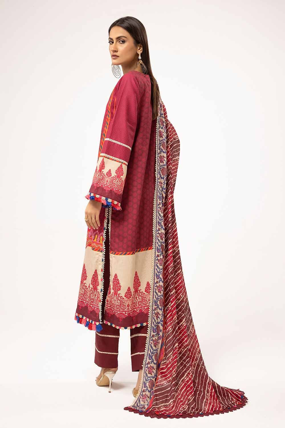 Gul Ahmed 3 Piece Unstitched Printed Corduroy Suit with Printed Cotton Net Dupatta CD-42001