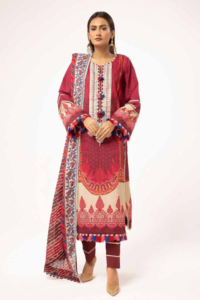 Gul Ahmed 3 Piece Unstitched Printed Corduroy Suit with Printed Cotton Net Dupatta CD-42001