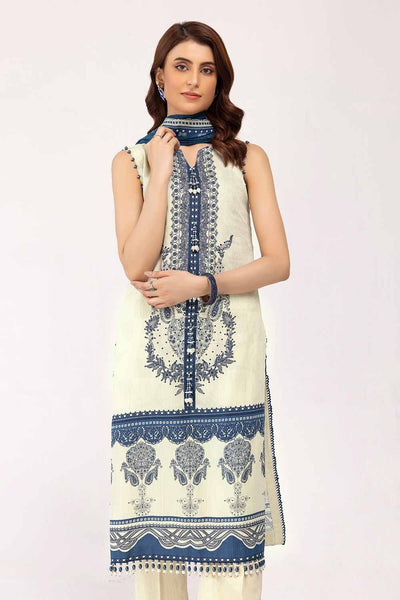 Gul Ahmed 3PC Unstitched Corduroy Suit with Cotton Net Dupatta CD-42005