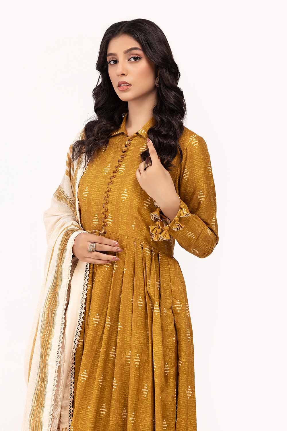 Gul Ahmed 3PC Unstitched Corduroy Suit with Cotton Net Dupatta CD-42006