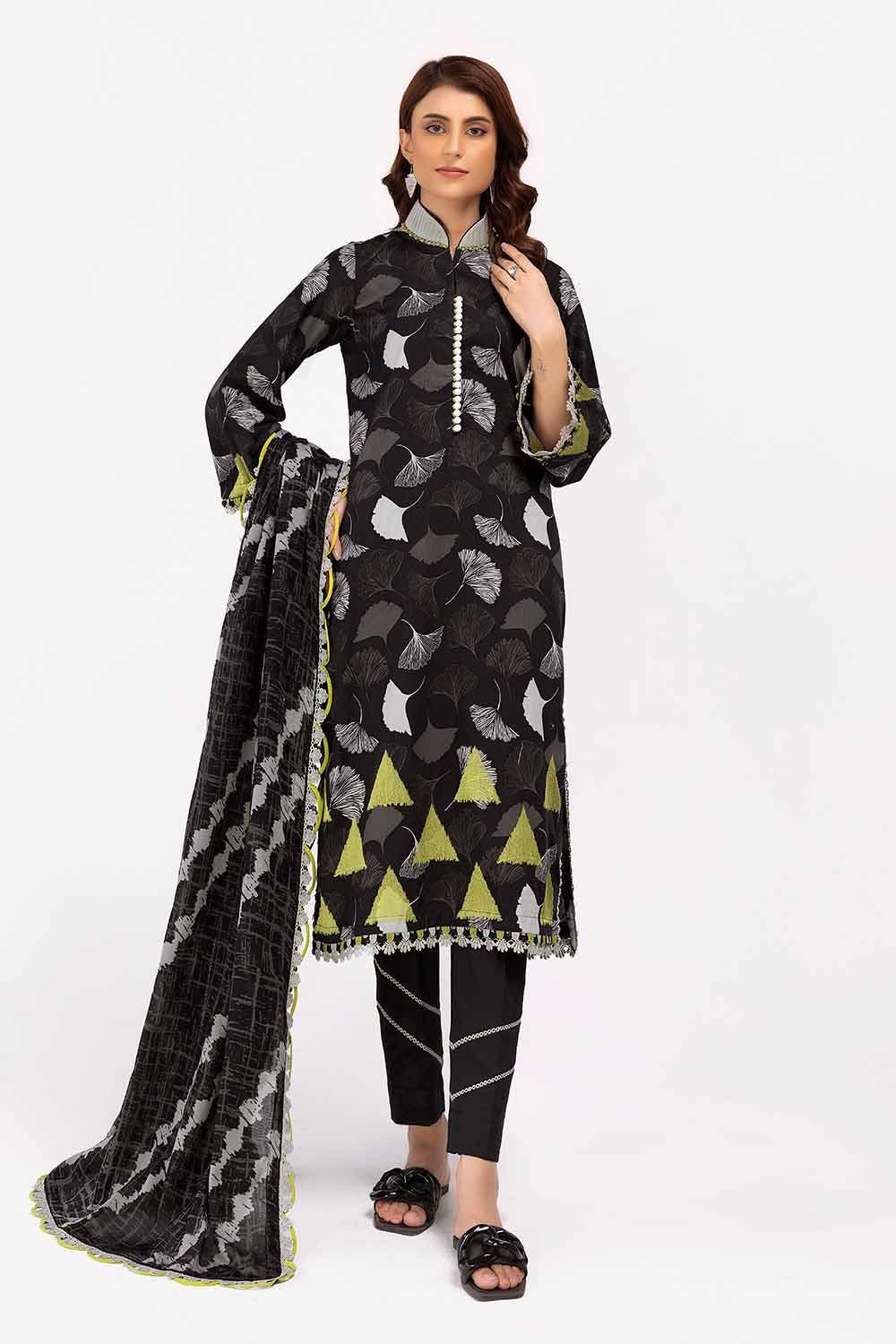 Gul Ahmed 3PC Unstitched Embroidered Corduroy Suit with Printed Cotton Net Dupatta CD-42007