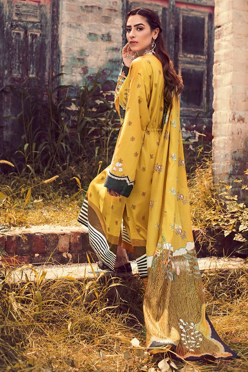 Gul Ahmed 3 PC Unstitched Corduroy suit With Cotton Net Dupatta CD-50