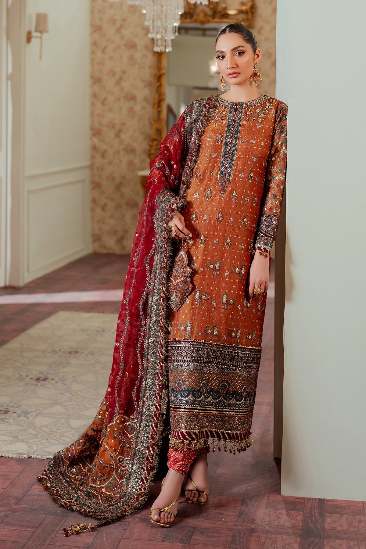 Baroque 3 Piece Unstitched Embroidered Net Suit - CH13-01