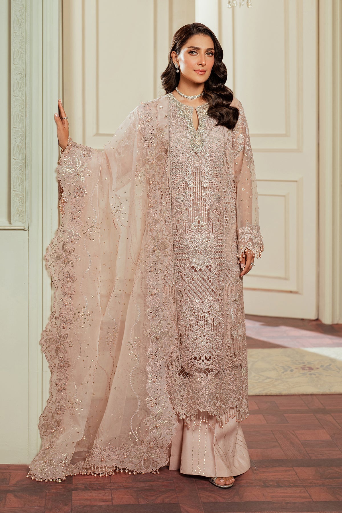 Baroque 3 Piece Unstitched Embroidered Organza Suit - CH13-04