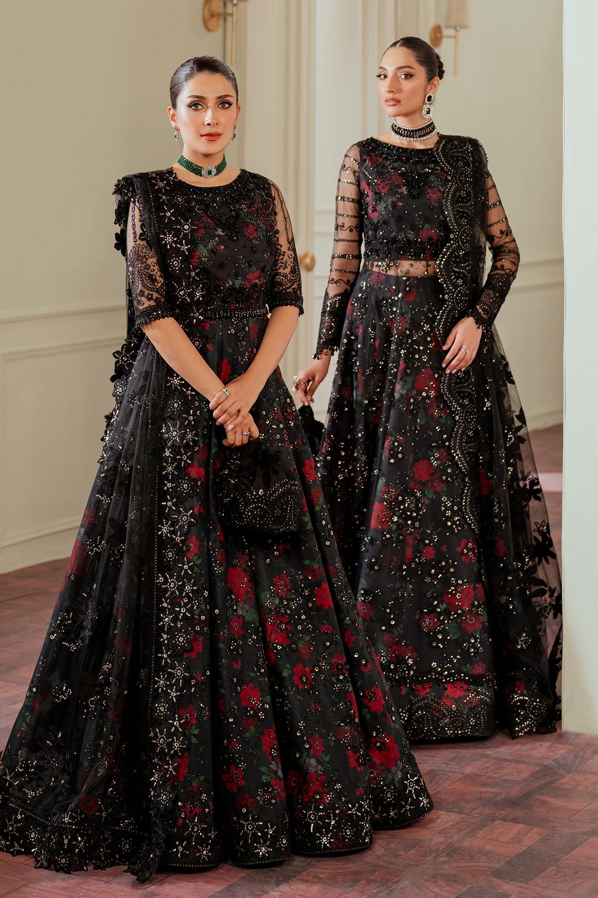 Baroque 3 Piece Unstitched Embroidered Net Suit - CH13-05