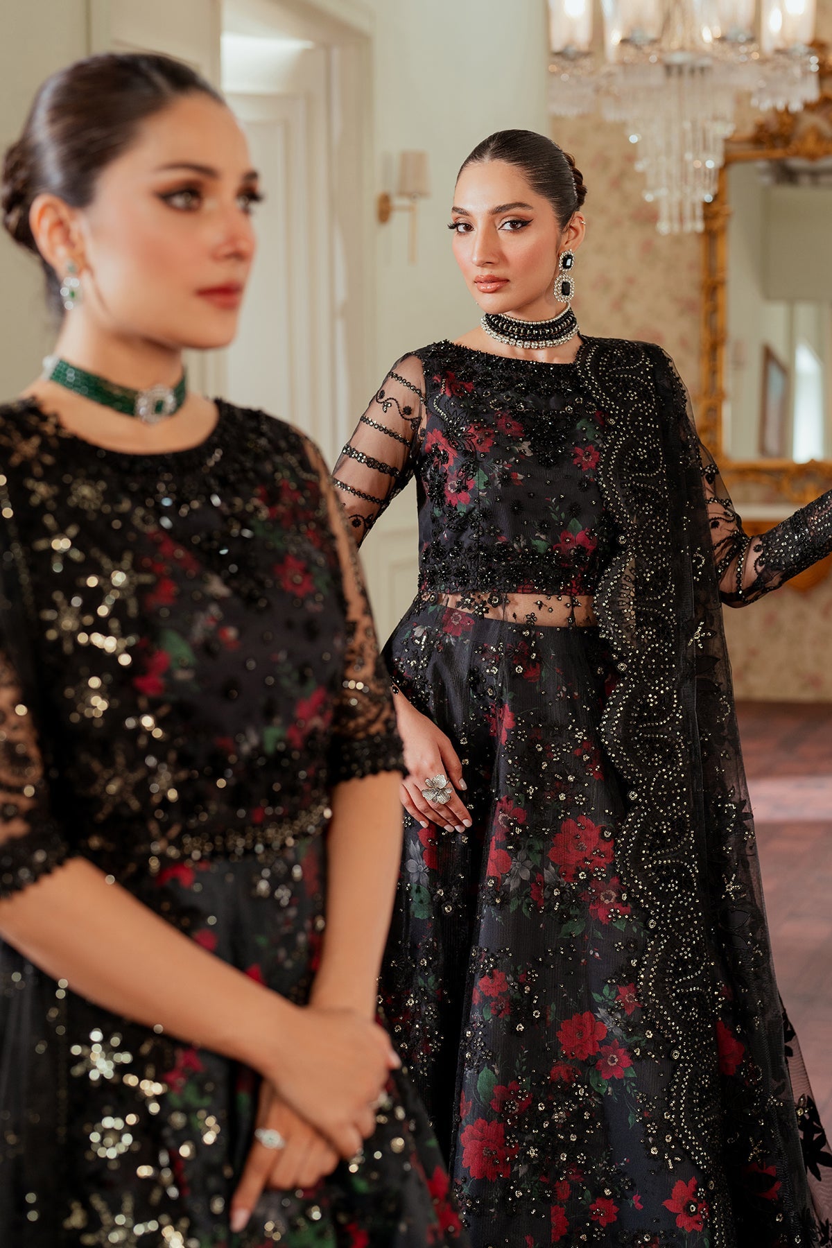 Baroque 3 Piece Unstitched Embroidered Net Suit - CH13-05