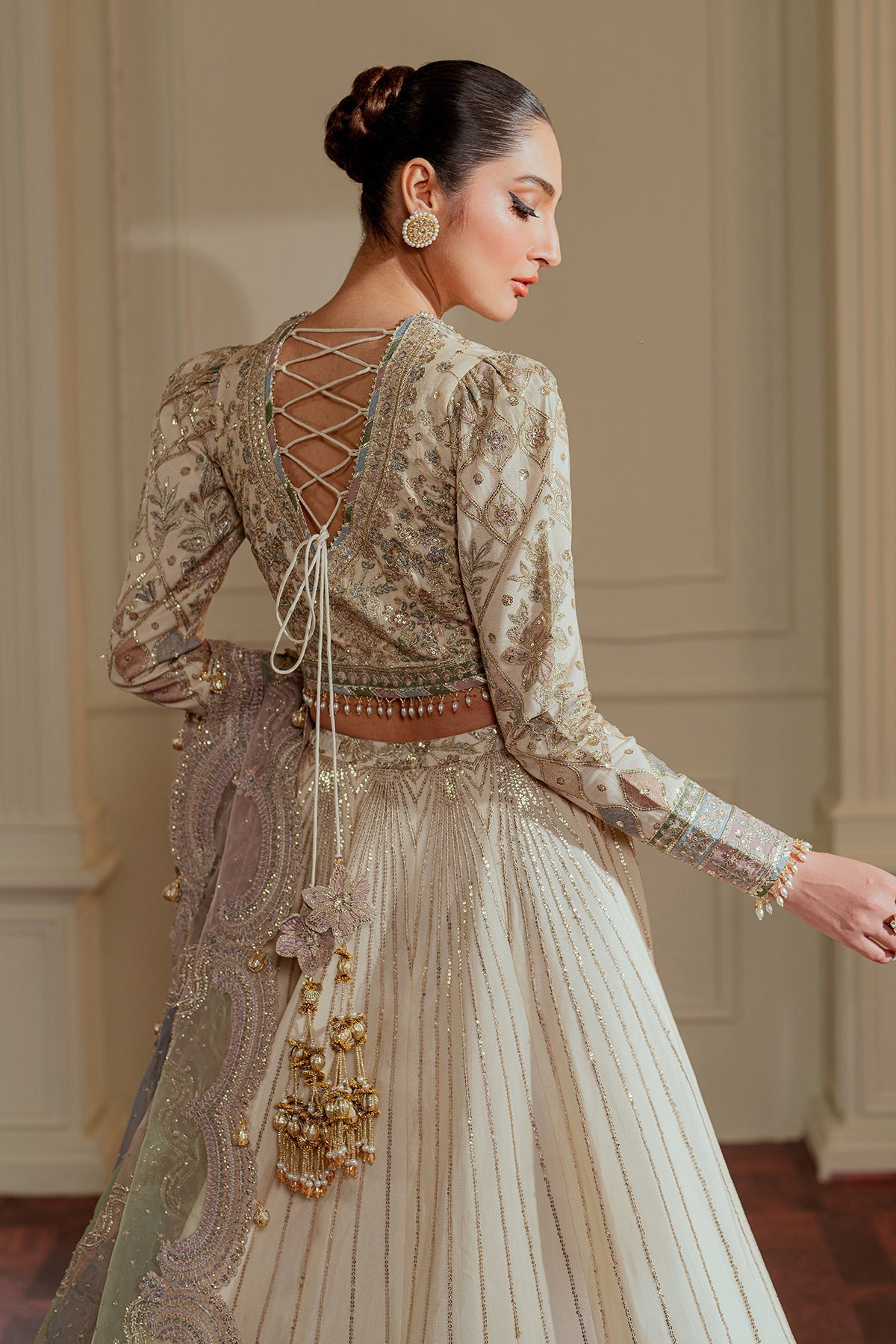 Baroque 3 Piece Unstitched Embroidered Net Suit - CH13-06