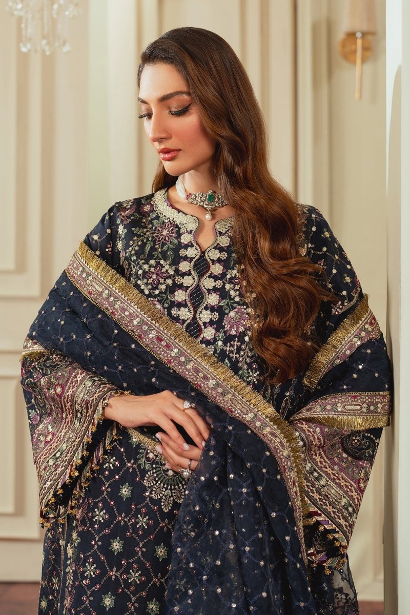 Baroque 3 Piece Unstitched Embroidered Silk Suit - CH13-07