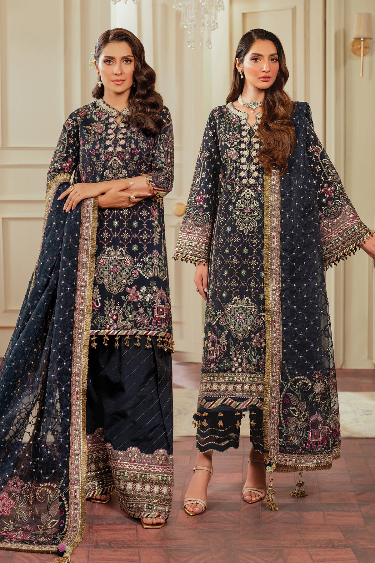 Baroque 3 Piece Unstitched Embroidered Silk Suit - CH13-07