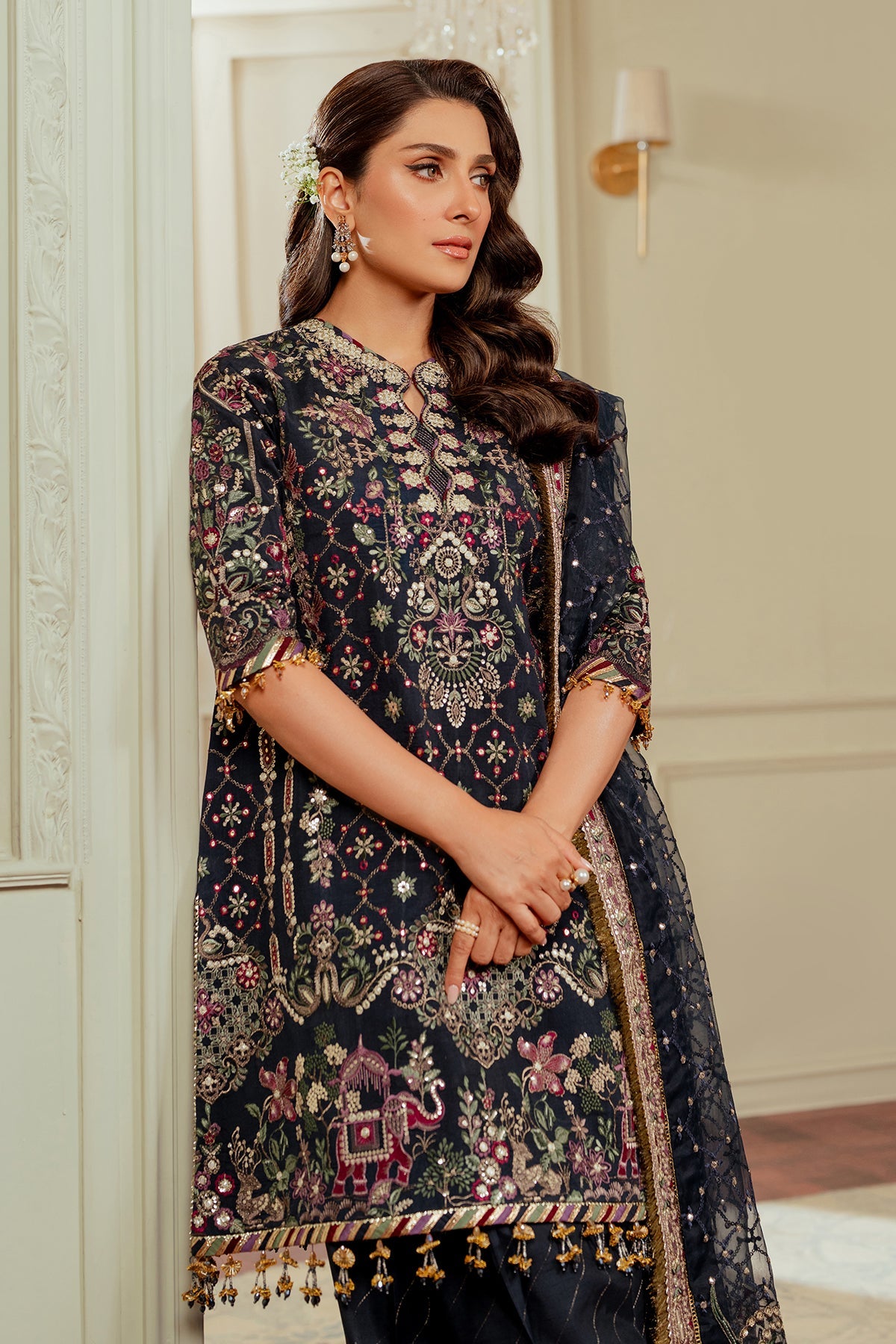 Baroque 3 Piece Unstitched Embroidered Silk Suit - CH13-07