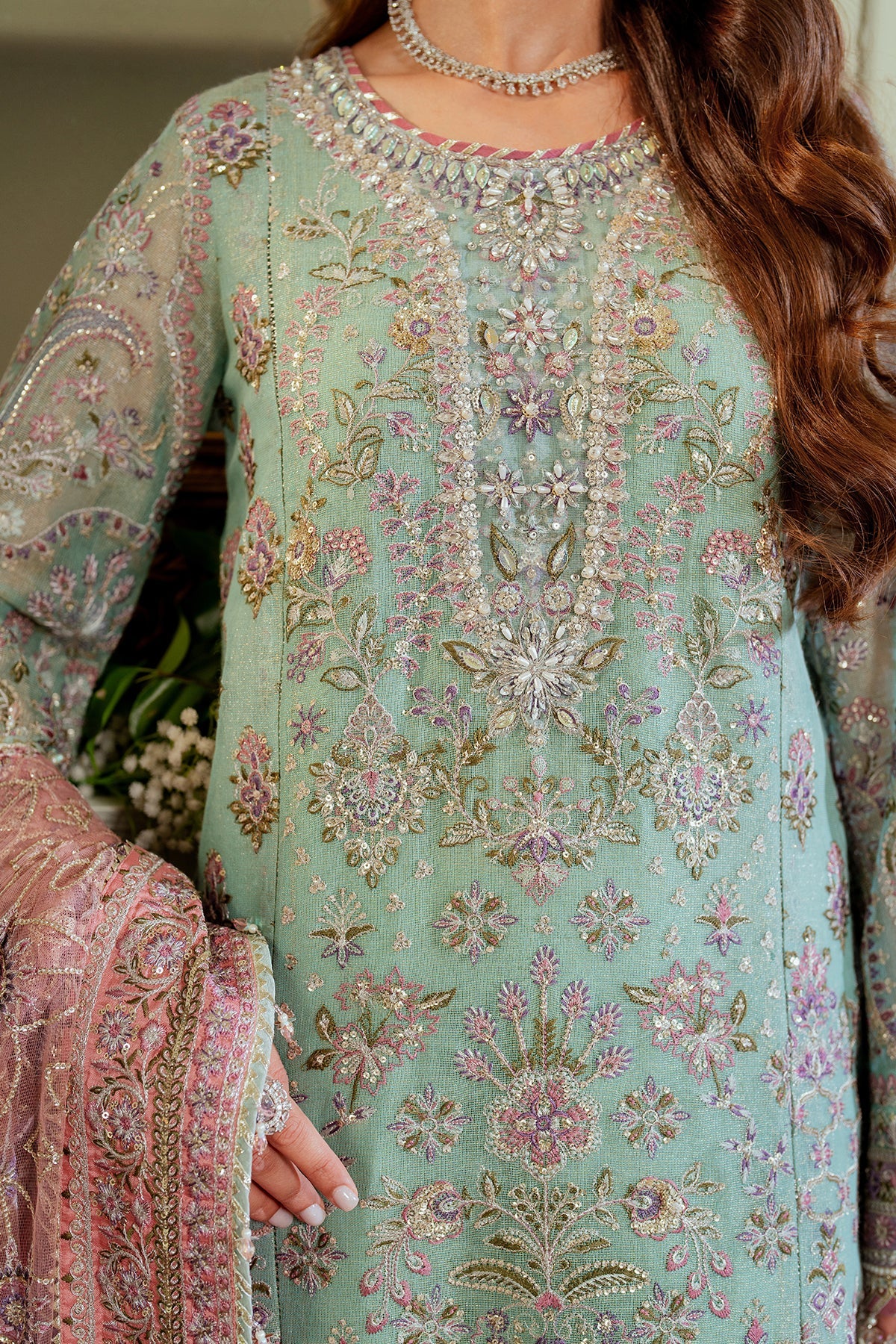 Baroque 3 Piece Unstitched Embroidered Net Suit - CH13-08