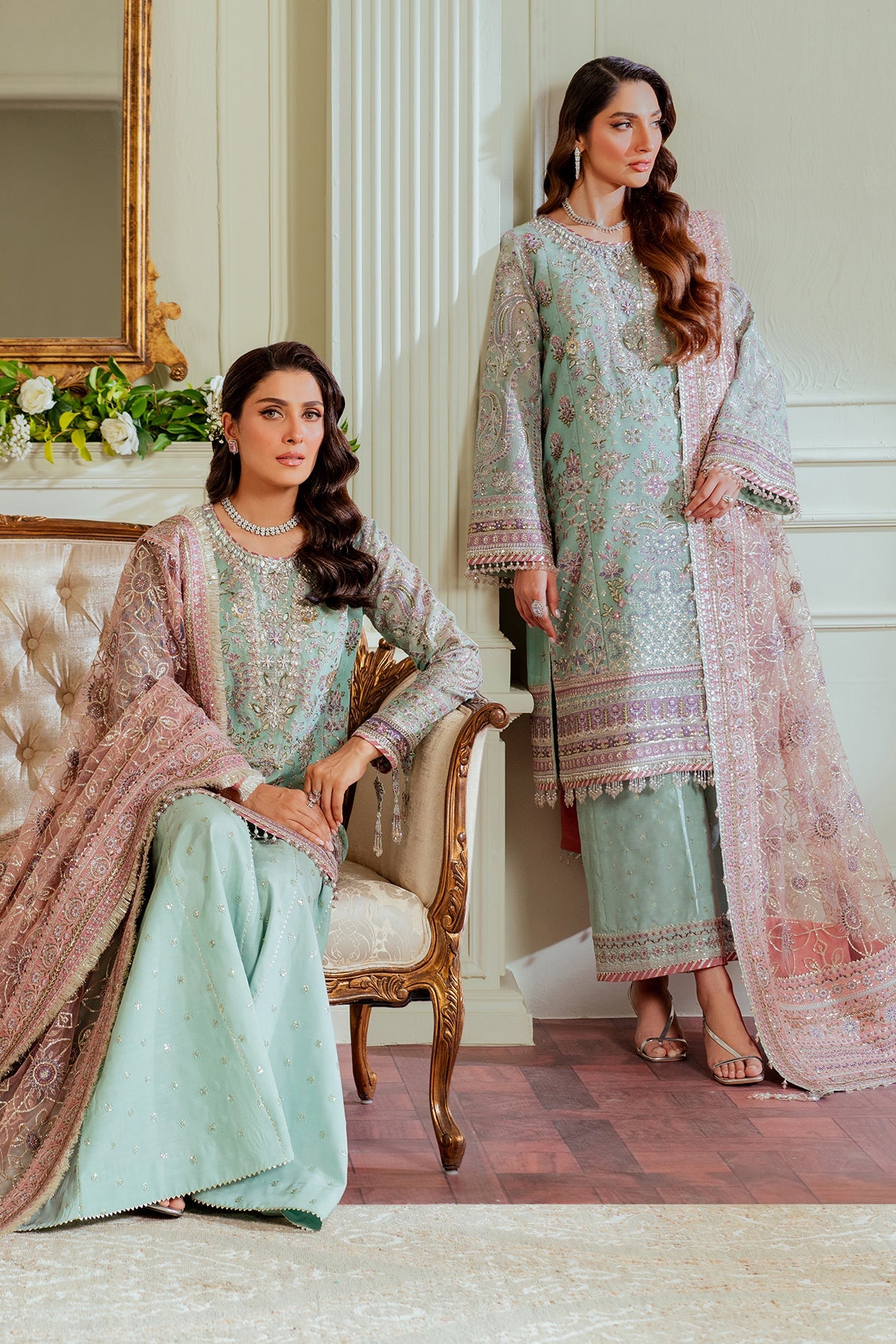 Baroque 3 Piece Unstitched Embroidered Net Suit - CH13-08