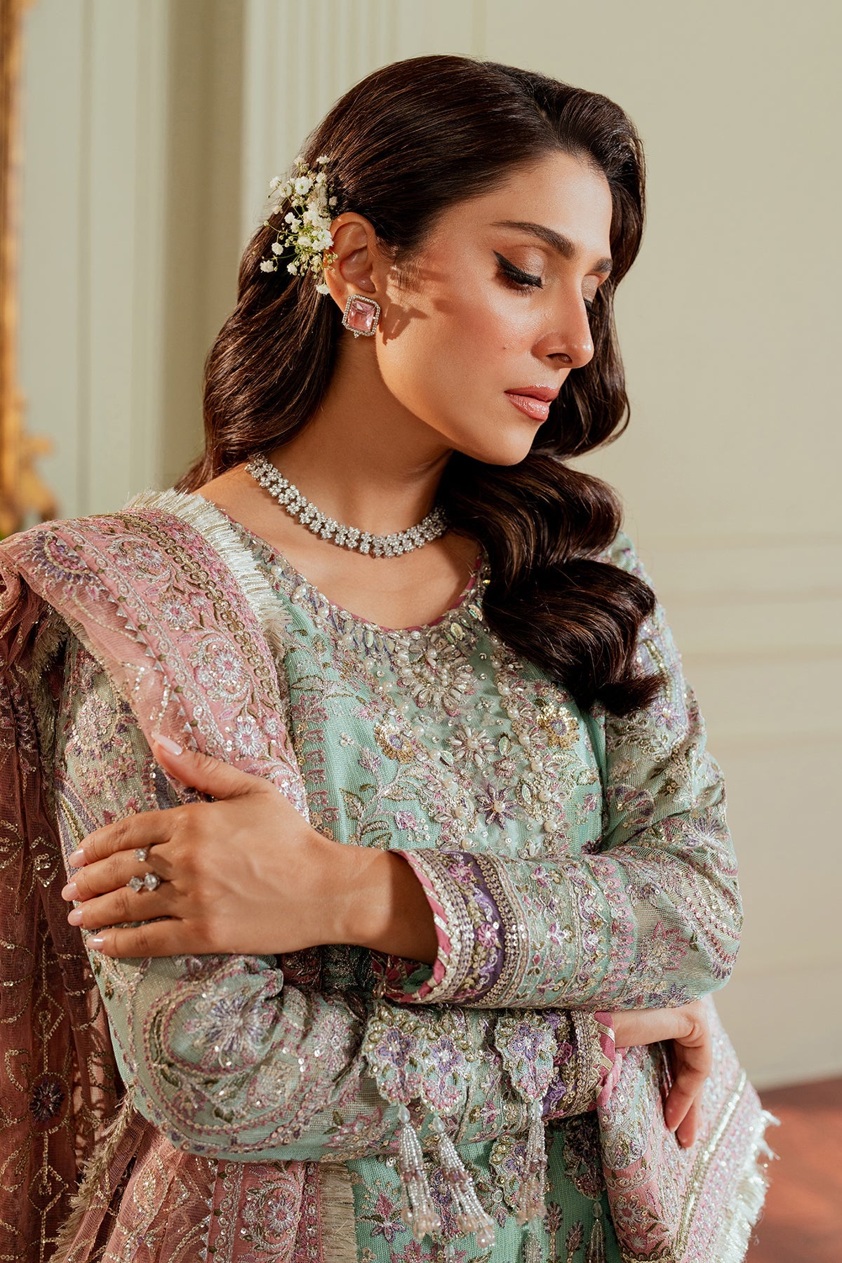 Baroque 3 Piece Unstitched Embroidered Net Suit - CH13-08