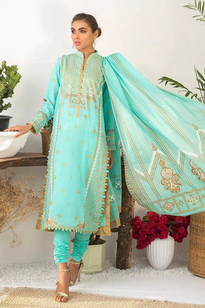 Gul Ahmed 3PC Unstitched Gold & Lacquer Printed Lawn Suit With Gold & Lacquer Printed Lawn Dupatta CL-1155