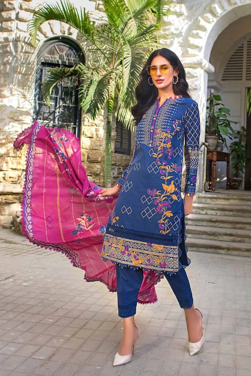 Gul Ahmed 3PC Unstitched Embroidered Gold and Lacquer Printed Suit CL-22096 B