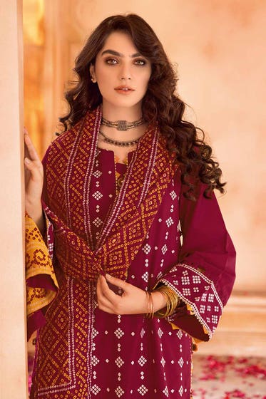 Gul Ahmed 3PC Embroidered Chunri Lawn Unstitched Suit CL-32166