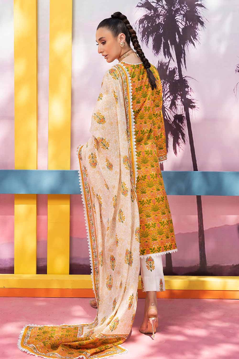 Gul Ahmed 3PC Embroidered Printed Lawn Unstitched Suit CL-32506