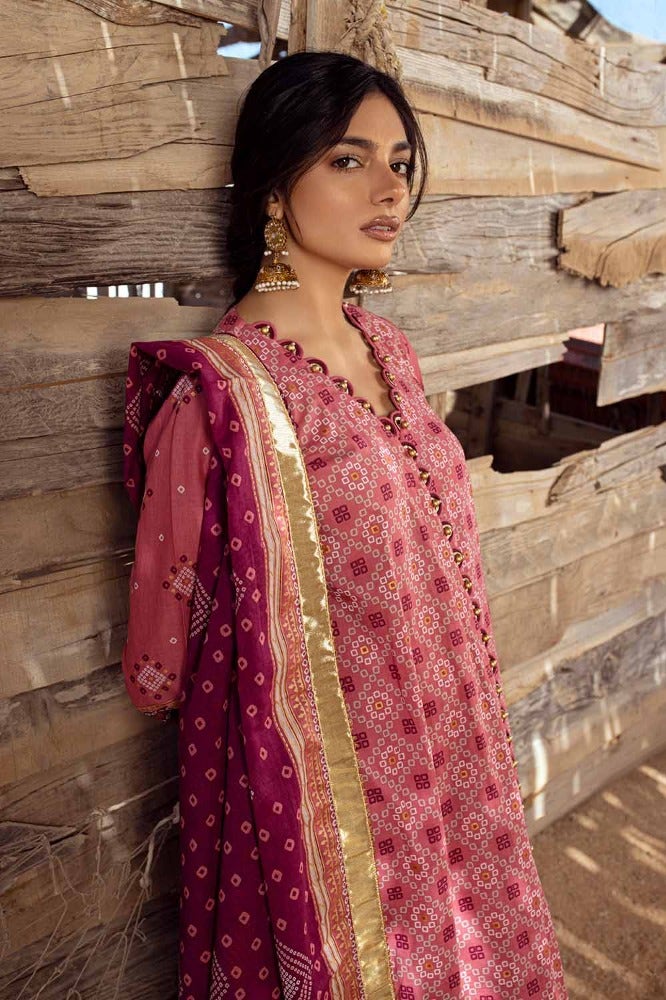 Gul Ahmed 3PC Gold Printed Lawn Unstitched Suit CL-42032 A