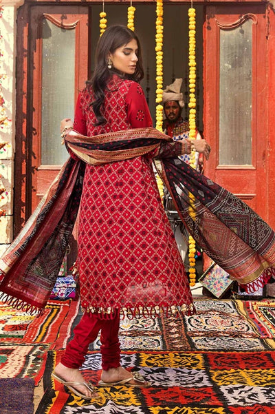 Gul Ahmed 3PC Gold Printed Lawn Unstitched Suit CL-42032 B
