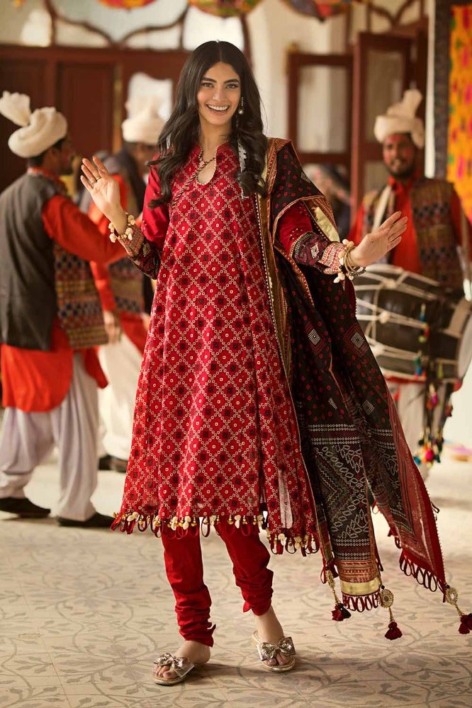 Gul Ahmed 3PC Gold Printed Lawn Unstitched Suit CL-42032 B