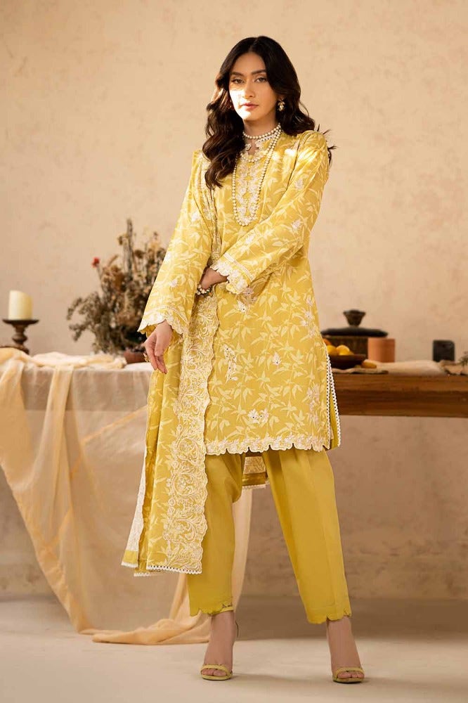 Gul Ahmed 3PC Printed Embroidered Lawn Unstitched Suit with Printed Embroidered Dupatta CL-42040