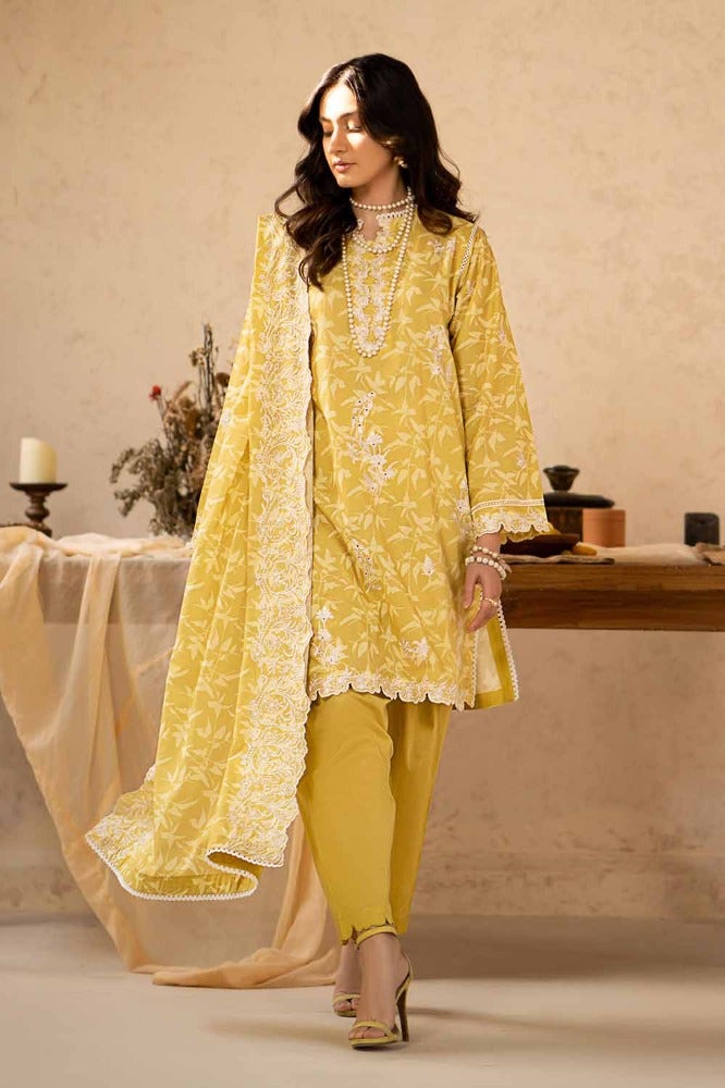 Gul Ahmed 3PC Printed Embroidered Lawn Unstitched Suit with Printed Embroidered Dupatta CL-42040